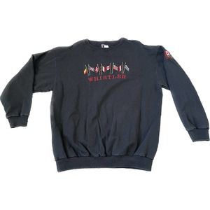 Whistler Embroidered World Flags 2010 Canada XL Black Crewneck Sweatshirt